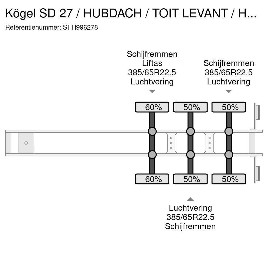 Kögel SD 27 / HUBDACH / TOIT LEVANT / HEFDAK / COIL / CO Semi remorque à rideaux coulissants (PLSC)
