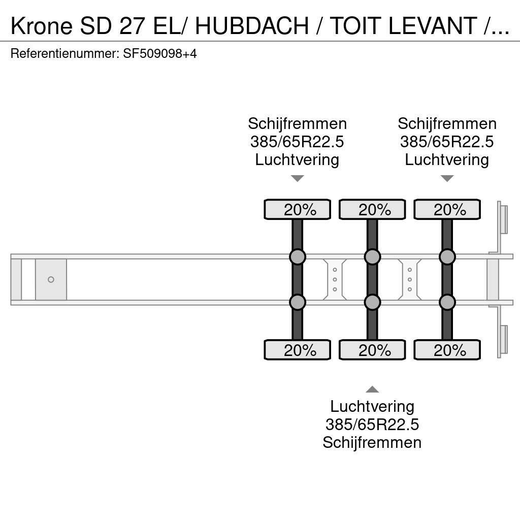 Krone SD 27 EL/ HUBDACH / TOIT LEVANT / HEFDAK / COIL / Semi remorque à rideaux coulissants (PLSC)