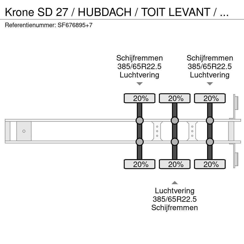 Krone SD 27 / HUBDACH / TOIT LEVANT / HEFDAK / COIL / CO Semi remorque à rideaux coulissants (PLSC)