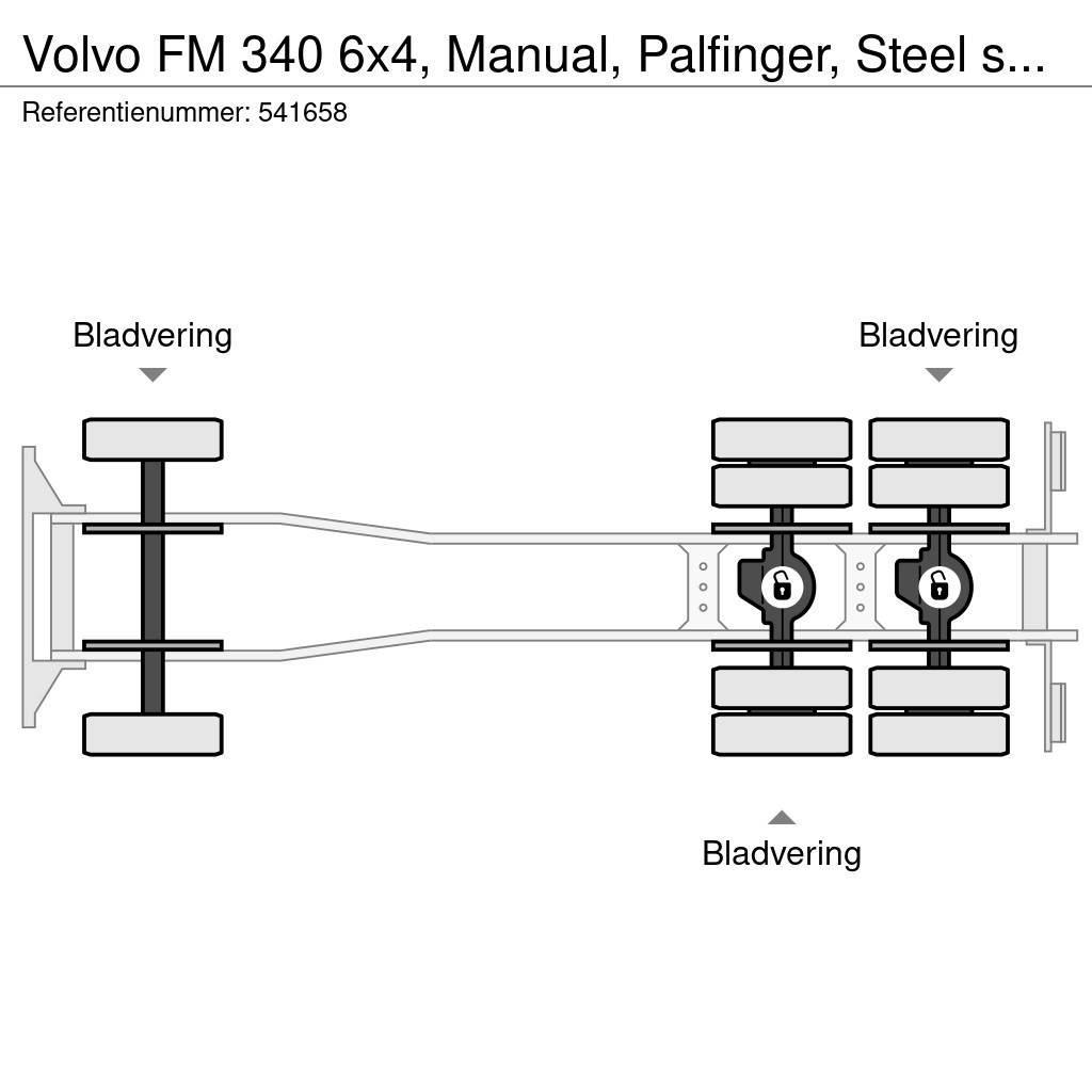 Volvo FM 340 6x4, Manual, Palfinger, Steel suspension Camion plateau