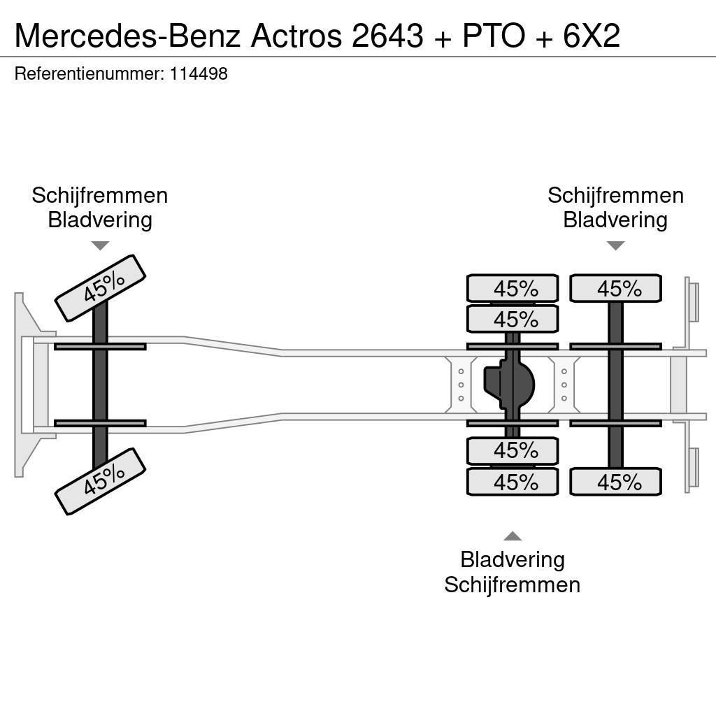 Mercedes-Benz Actros 2643 + PTO + 6X2 Camion plateau
