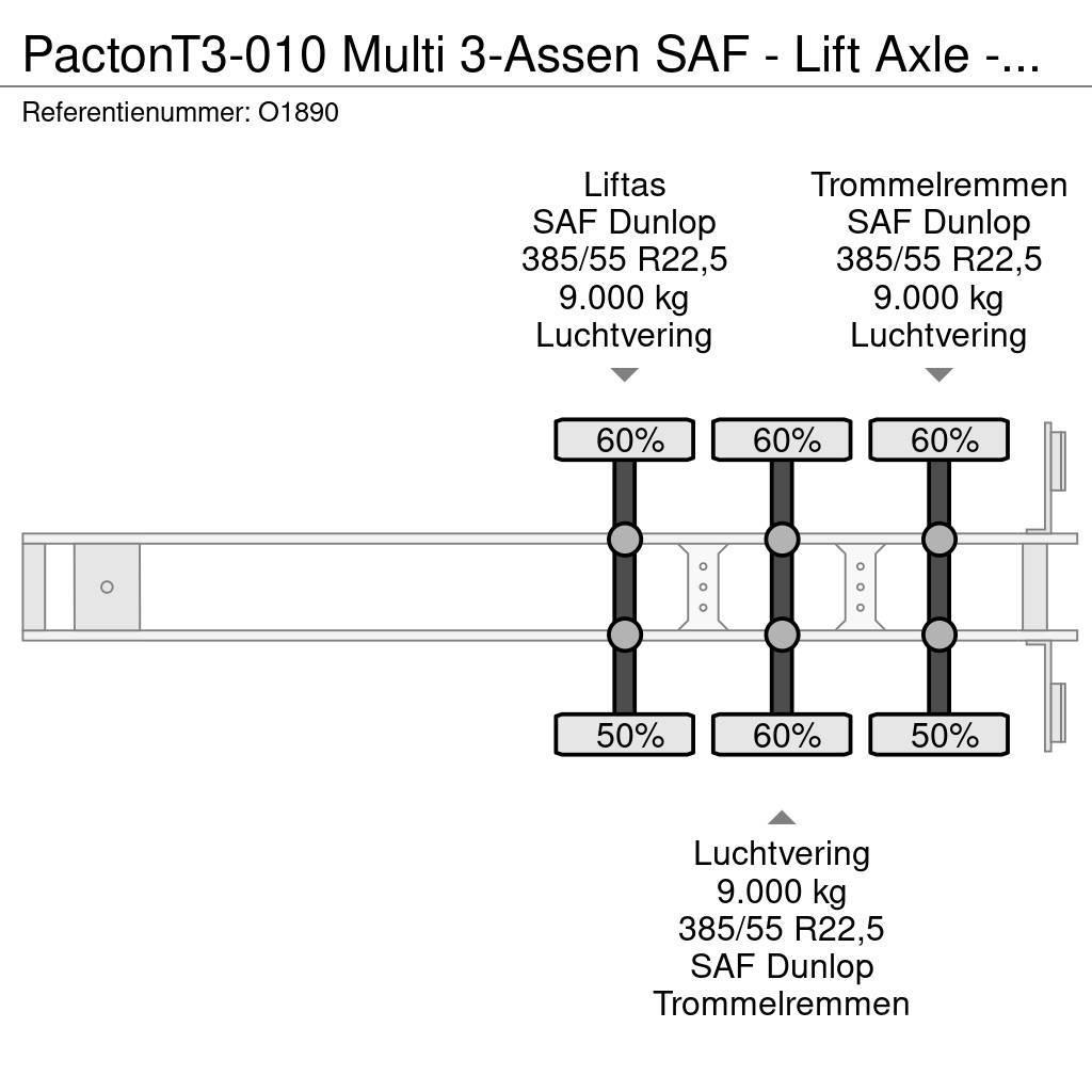 Pacton T3-010 Multi 3-Assen SAF - Lift Axle - Drum Brakes Semi remorque porte container
