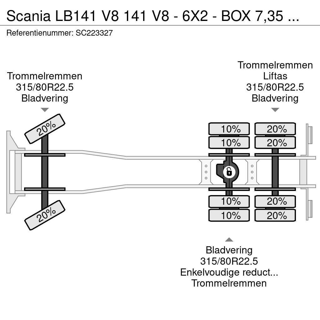 Scania LB141 V8 141 V8 - 6X2 - BOX 7,35 METER Camion plateau