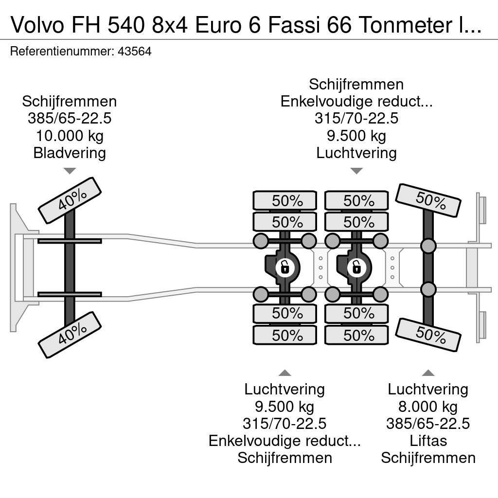 Volvo FH 540 8x4 Euro 6 Fassi 66 Tonmeter laadkraan + Fl Grues tout terrain