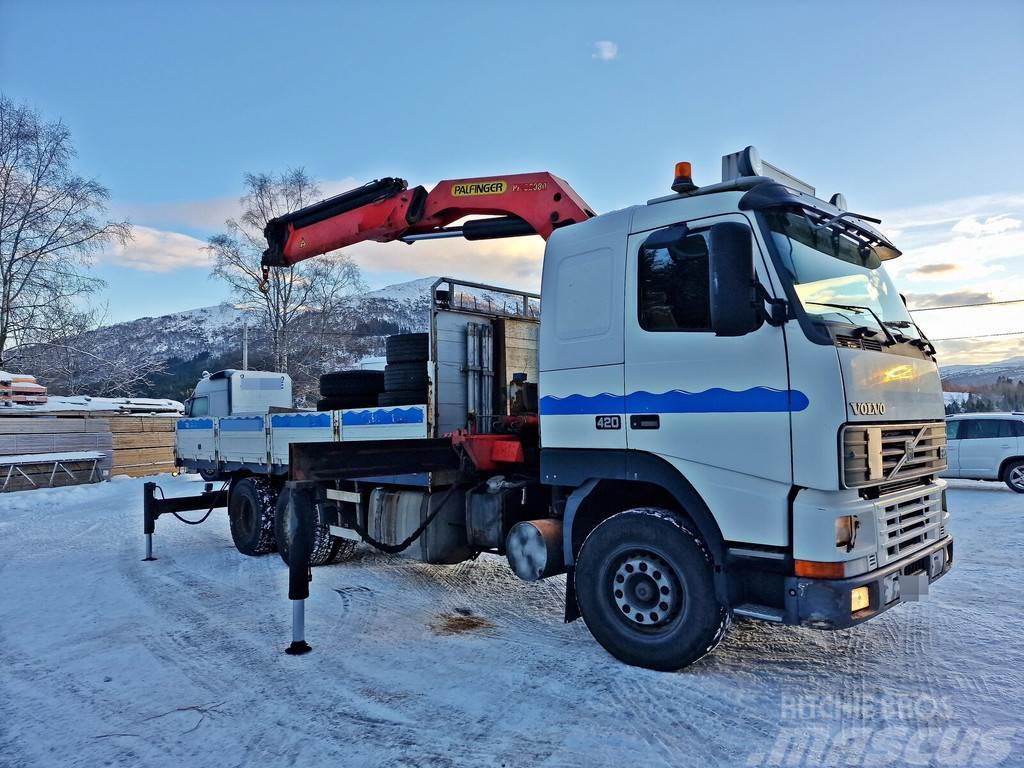 Volvo FH12 420 *6x2 *PALFINGER PK 32080 *FULL STEEL *VID Camion plateau