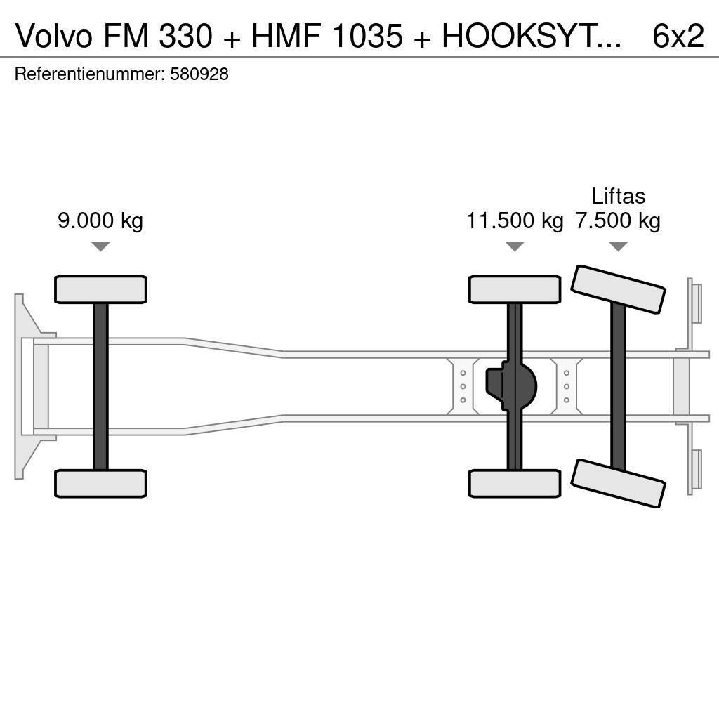 Volvo FM 330 + HMF 1035 + HOOKSYTEM HYVA + EURO 5 + 6X2 Grues tout terrain