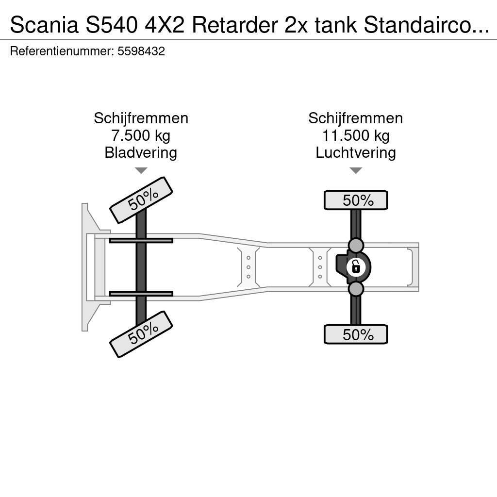 Scania S540 4X2 Retarder 2x tank Standairco LED German tr Tracteur routier