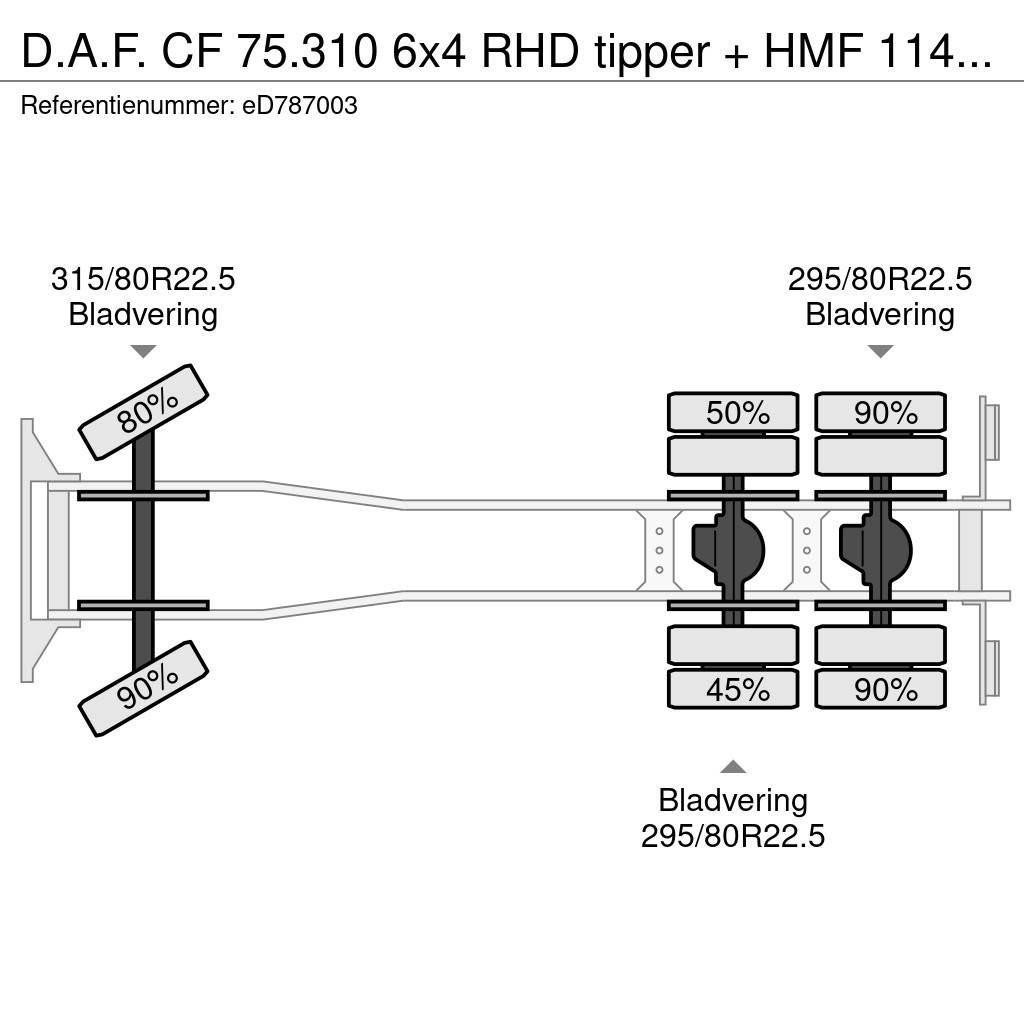 DAF CF 75.310 6x4 RHD tipper + HMF 1144 K-1 + grapple Grues tout terrain