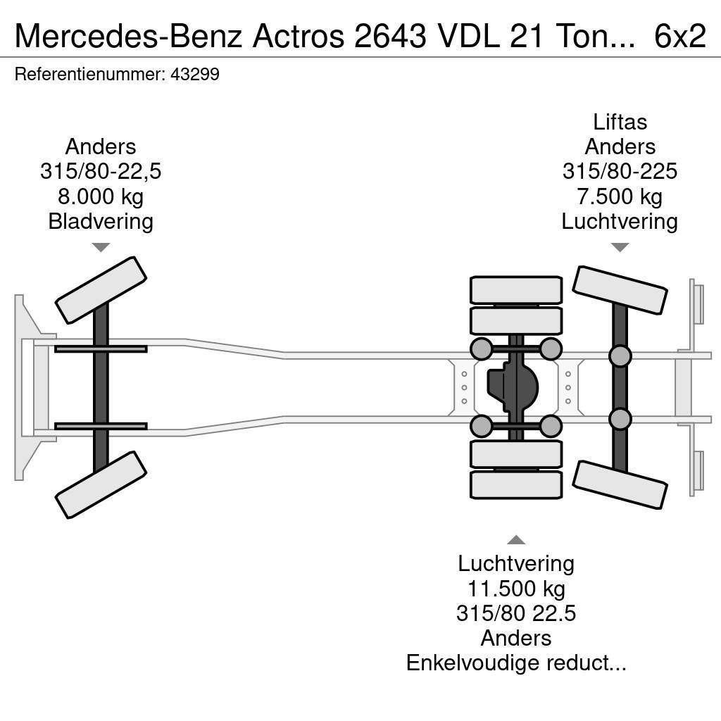 Mercedes-Benz Actros 2643 VDL 21 Ton haakarmsysteem Camion ampliroll