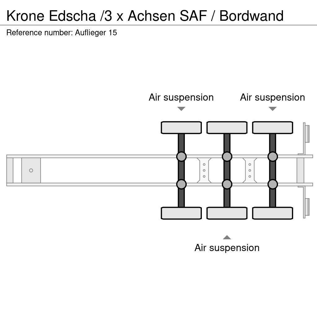 Krone Edscha /3 x Achsen SAF / Bordwand Semi remorque à rideaux coulissants (PLSC)