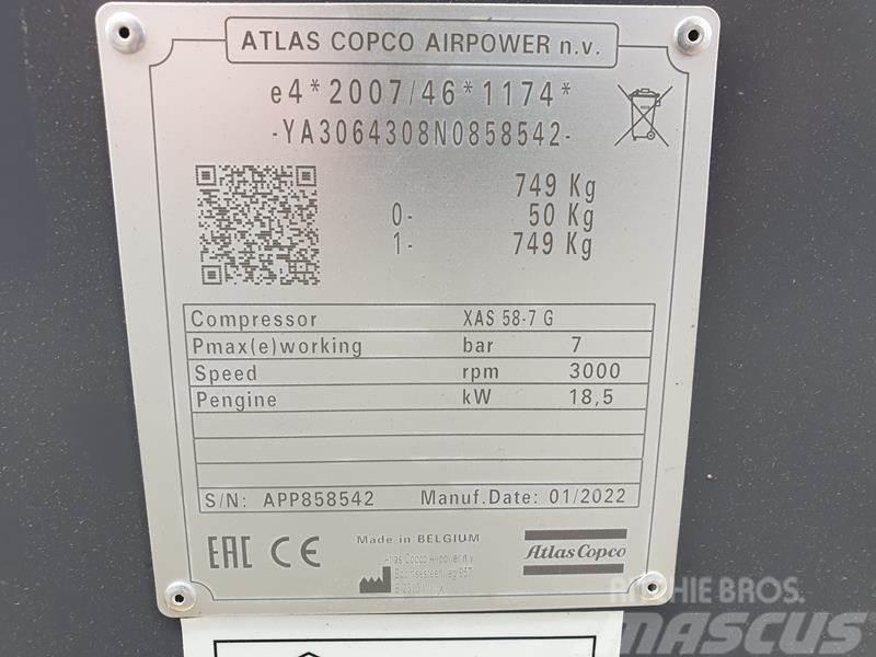 Atlas Copco XAS 58-7 G 6 WHEELS N.B. Compresseur