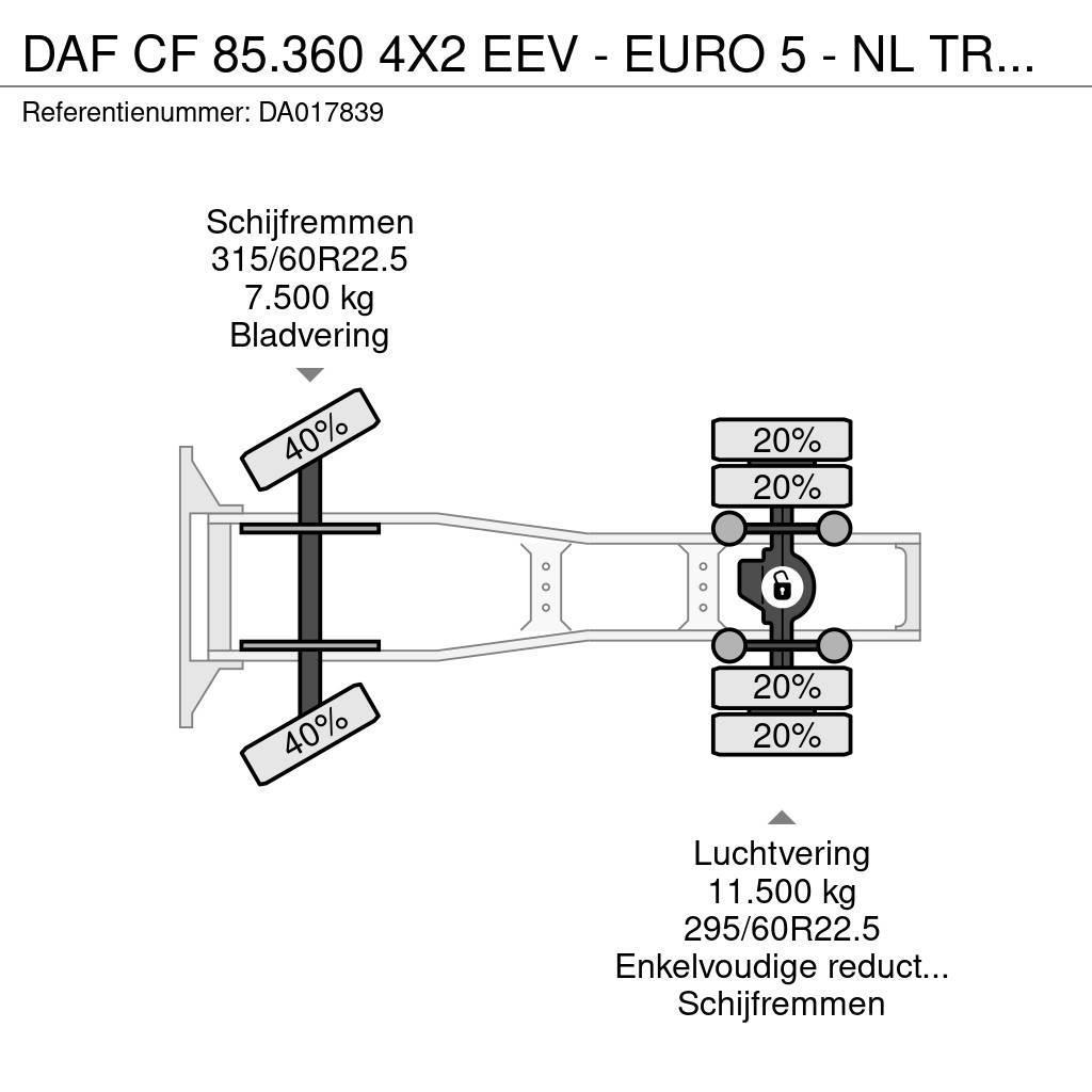 DAF CF 85.360 4X2 EEV - EURO 5 - NL TRUCK - MEGA Tracteur routier