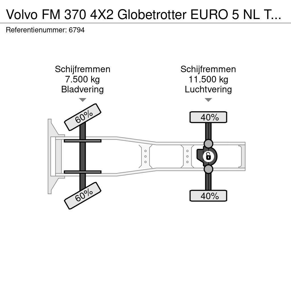 Volvo FM 370 4X2 Globetrotter EURO 5 NL Truck APK 09/202 Tracteur routier