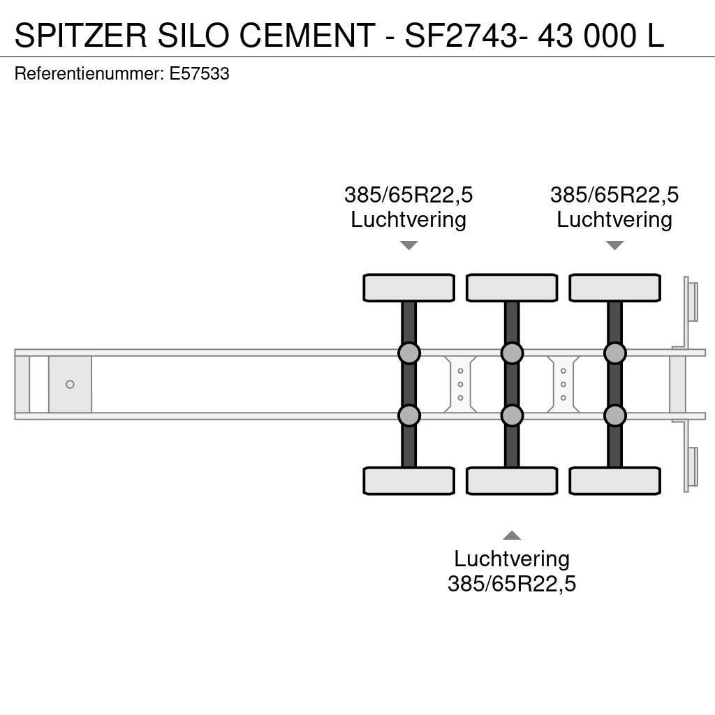 Spitzer Silo CEMENT - SF2743- 43 000 L Semi remorque citerne
