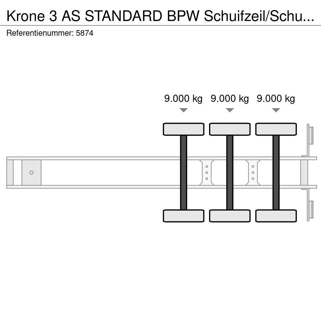 Krone 3 AS STANDARD BPW Schuifzeil/Schuifdak Semi remorque à rideaux coulissants (PLSC)