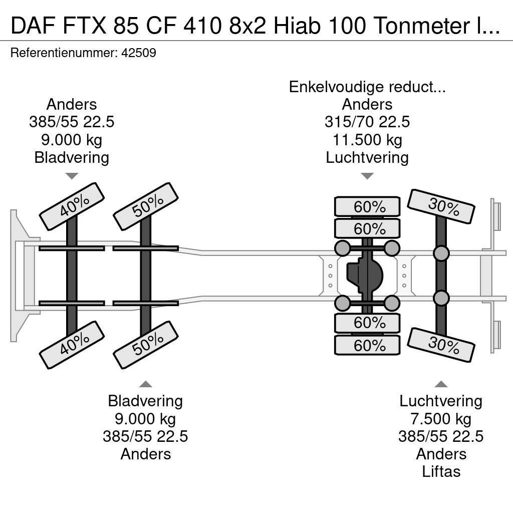 DAF FTX 85 CF 410 8x2 Hiab 100 Tonmeter laadkraan + Fl Grues tout terrain