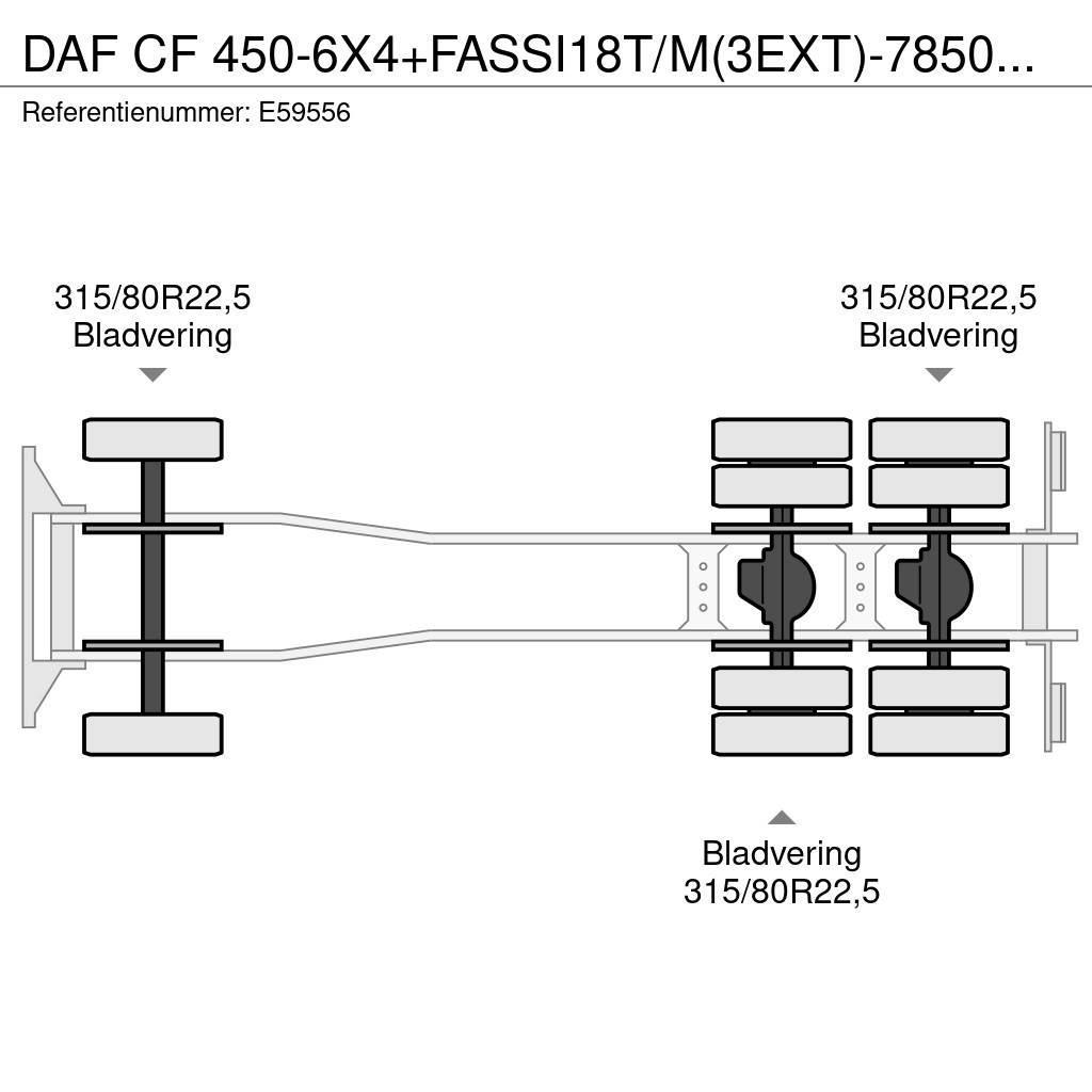 DAF CF 450-6X4+FASSI18T/M(3EXT)-78500KM Camion plateau