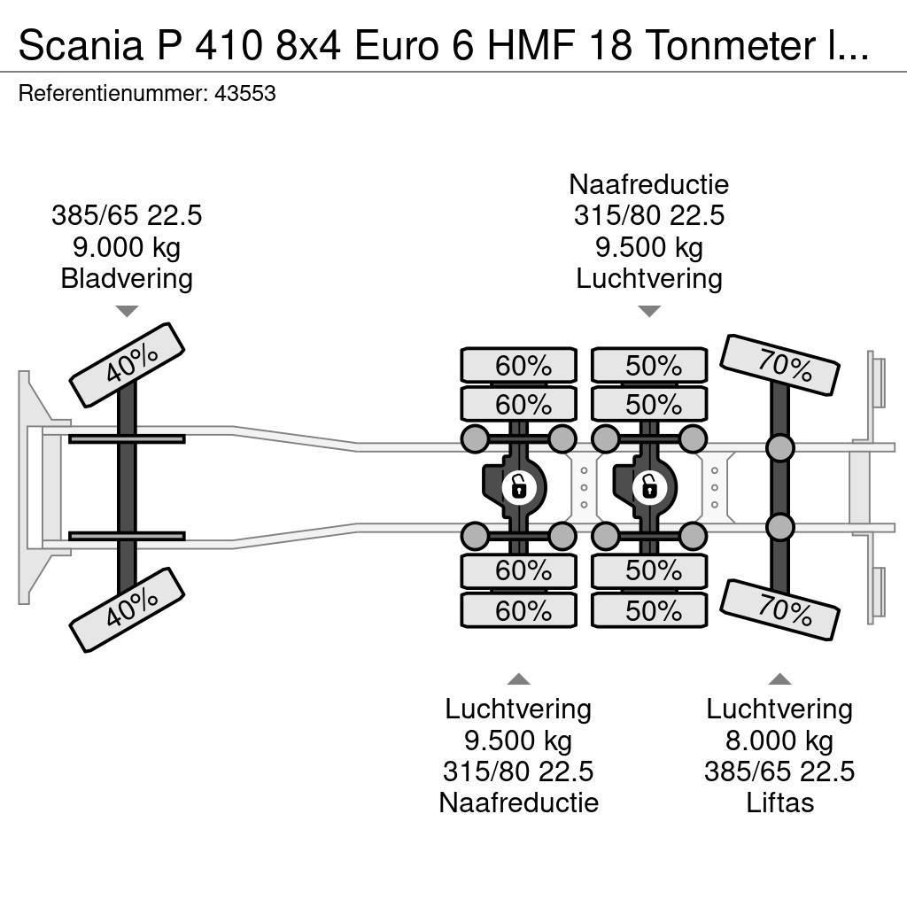 Scania P 410 8x4 Euro 6 HMF 18 Tonmeter laadkraan Camion benne