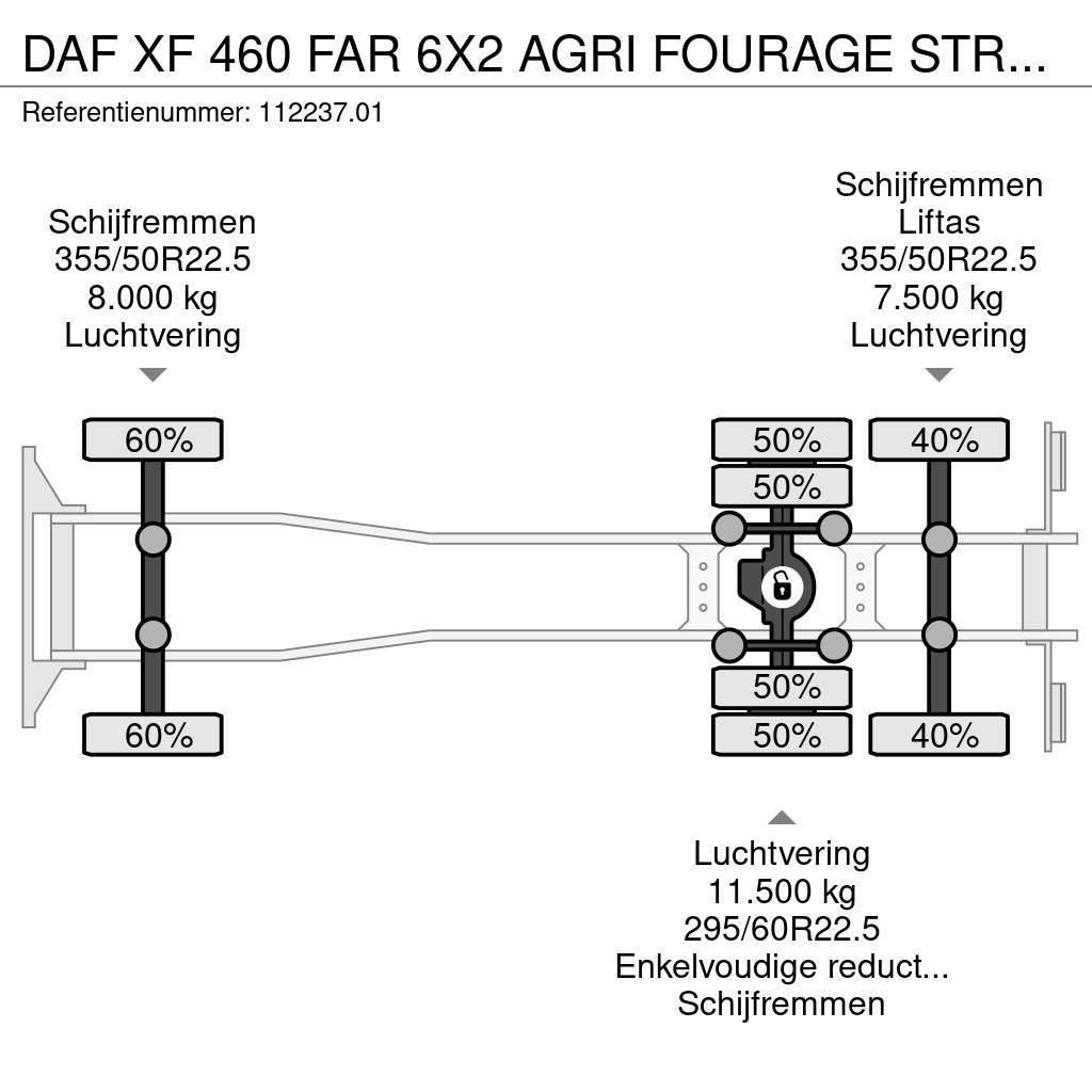 DAF XF 460 FAR 6X2 AGRI FOURAGE STRO MASCHINEN MACHINE Camion plateau