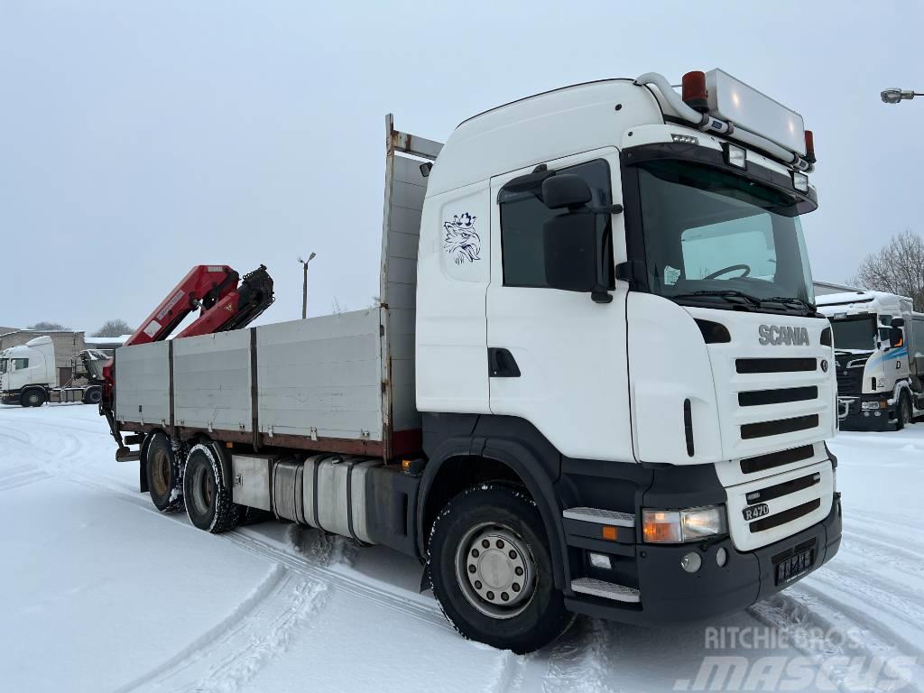 Scania R470CB6X2HNZ manual, only 378798 km! Camion plateau ridelle avec grue