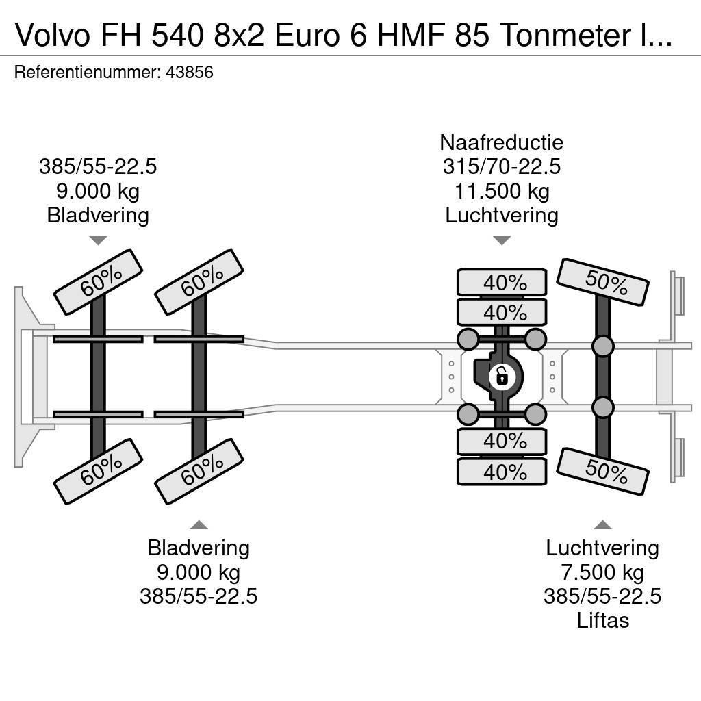 Volvo FH 540 8x2 Euro 6 HMF 85 Tonmeter laadkraan + Fly- Grues tout terrain