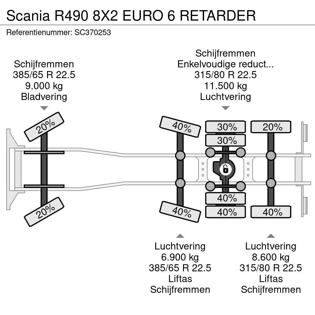 Scania R490 8X2 EURO 6 RETARDER Châssis cabine