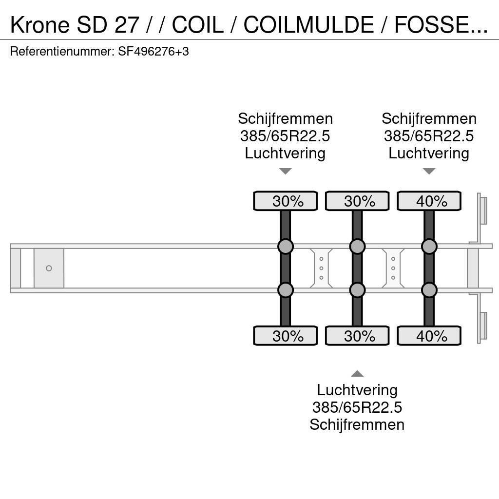 Krone SD 27 / / COIL / COILMULDE / FOSSE Á BOBINE Semi remorque plateau ridelle