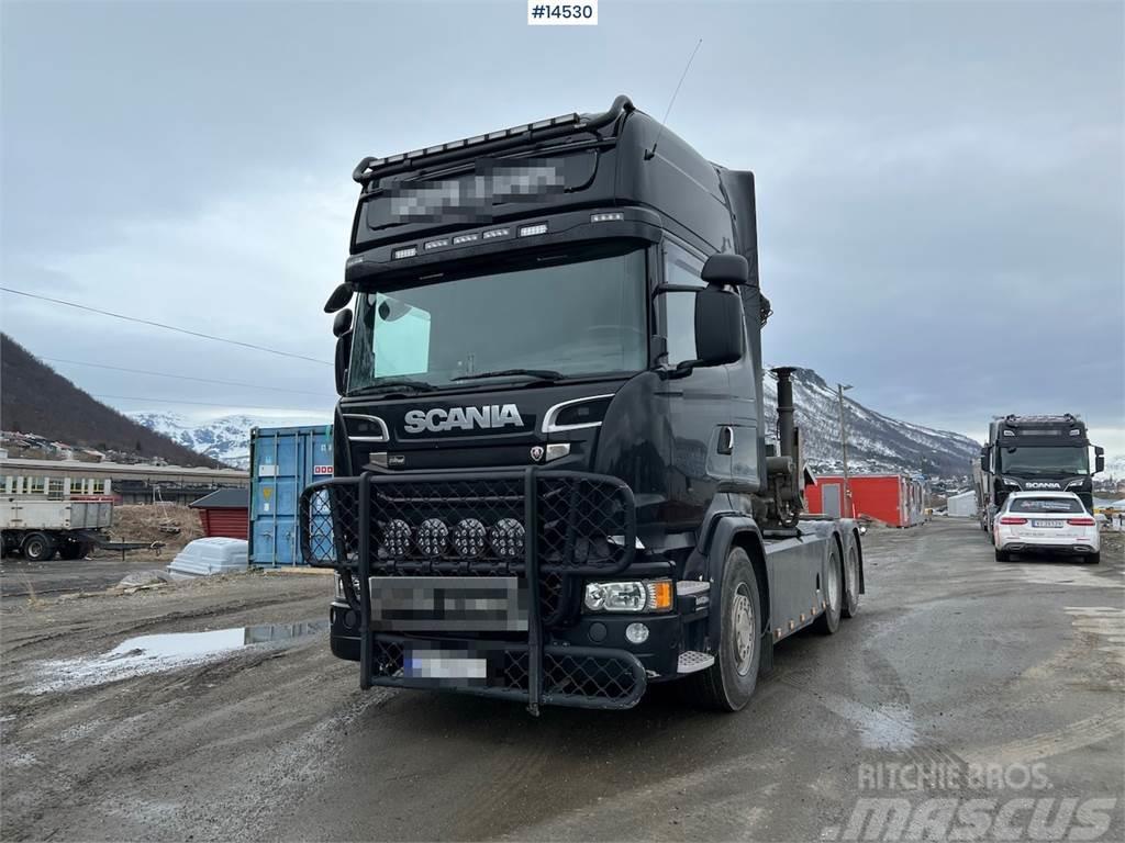 Scania R730 6x4 Crane hauler w/ 22 t/m palfinger crane Camion plateau ridelle avec grue