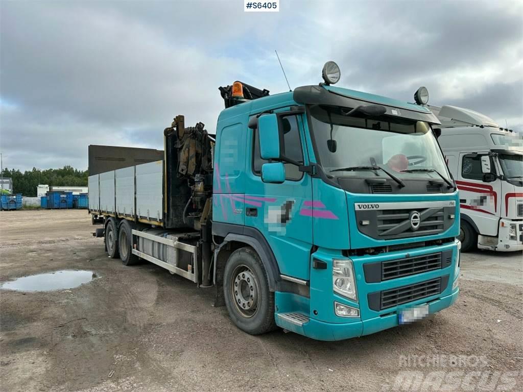 Volvo FM 6x2 crane truck with Hiab 280-5 and tail lift Camion plateau ridelle avec grue