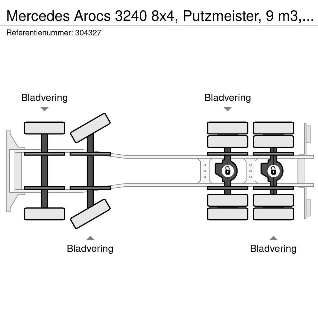 Mercedes-Benz Arocs 3240 8x4, Putzmeister, 9 m3, EURO 6 Camion malaxeur