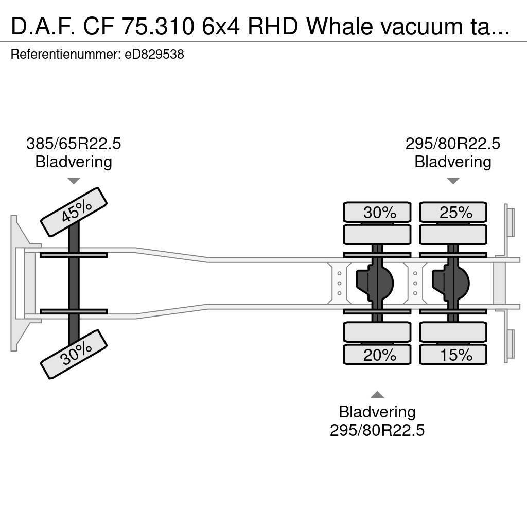 DAF CF 75.310 6x4 RHD Whale vacuum tank 11.8 m3 / 2 co Camion benne