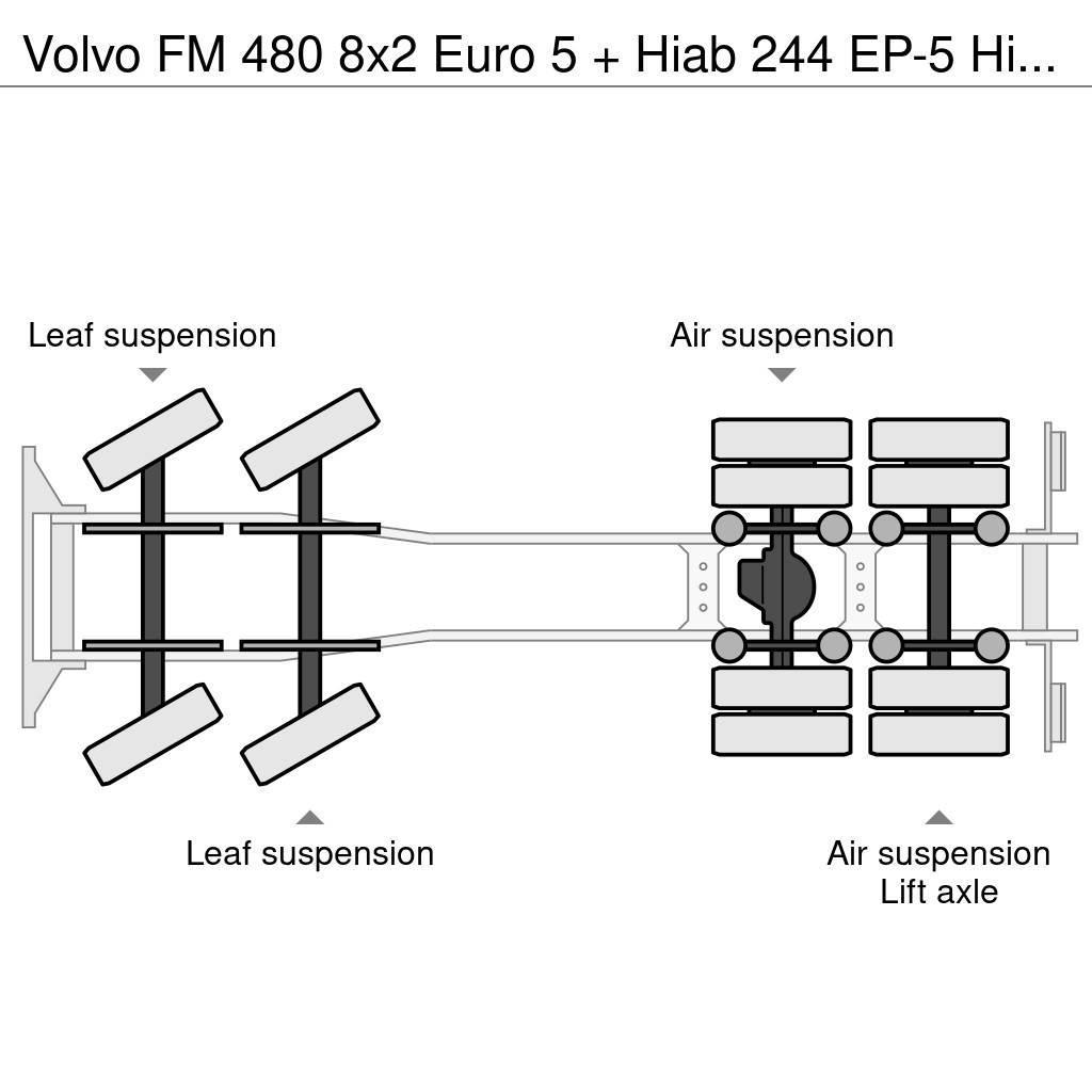 Volvo FM 480 8x2 Euro 5 + Hiab 244 EP-5 Hipro + Multilif Camion ampliroll