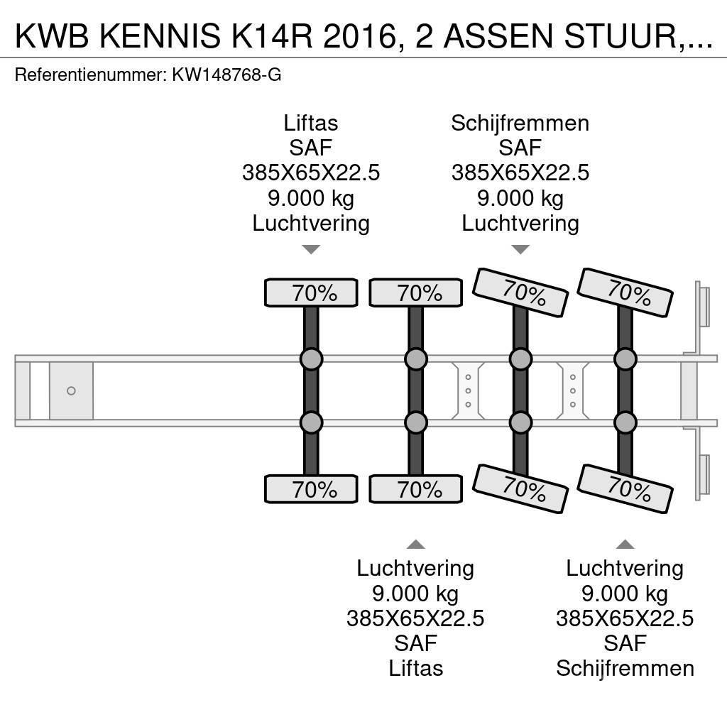  Kwb KENNIS K14R 2016, 2 ASSEN STUUR, 2 LIFT, SAF D Semi remorque plateau ridelle
