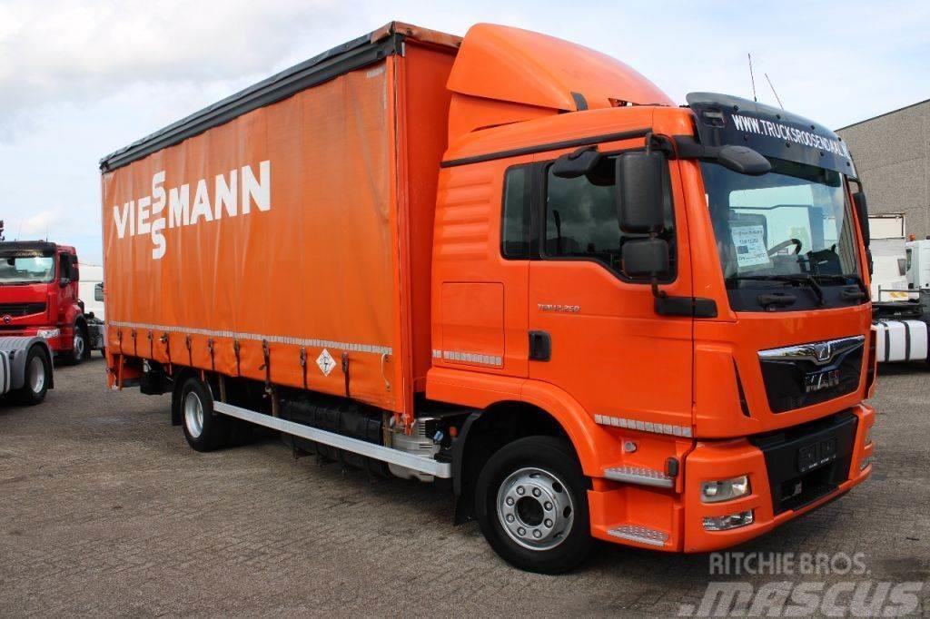 MAN TGM 12.250 + EURO 6 + manual + LIFT + BE apk 18-05 Camion à rideaux coulissants (PLSC)