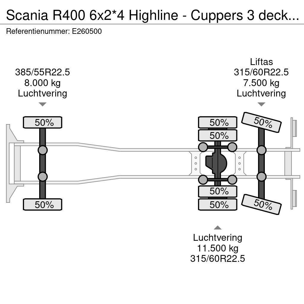 Scania R400 6x2*4 Highline - Cuppers 3 deck livestock - V Camion Bétaillère
