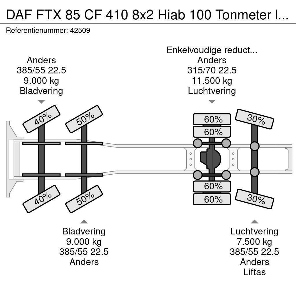 DAF FTX 85 CF 410 8x2 Hiab 100 Tonmeter laadkraan + Fl Tracteur routier
