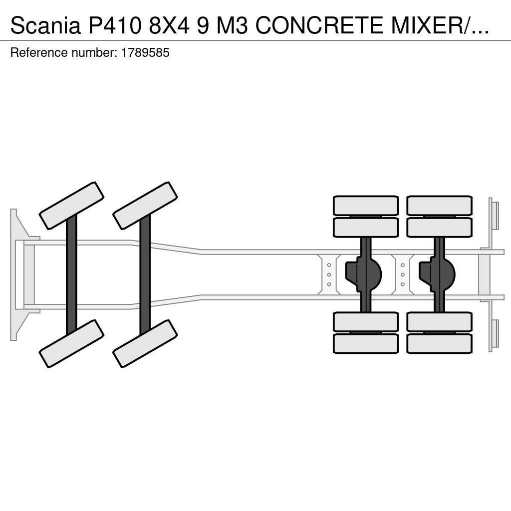 Scania P410 8X4 9 M3 CONCRETE MIXER/MISCHER/MIXER Camion malaxeur