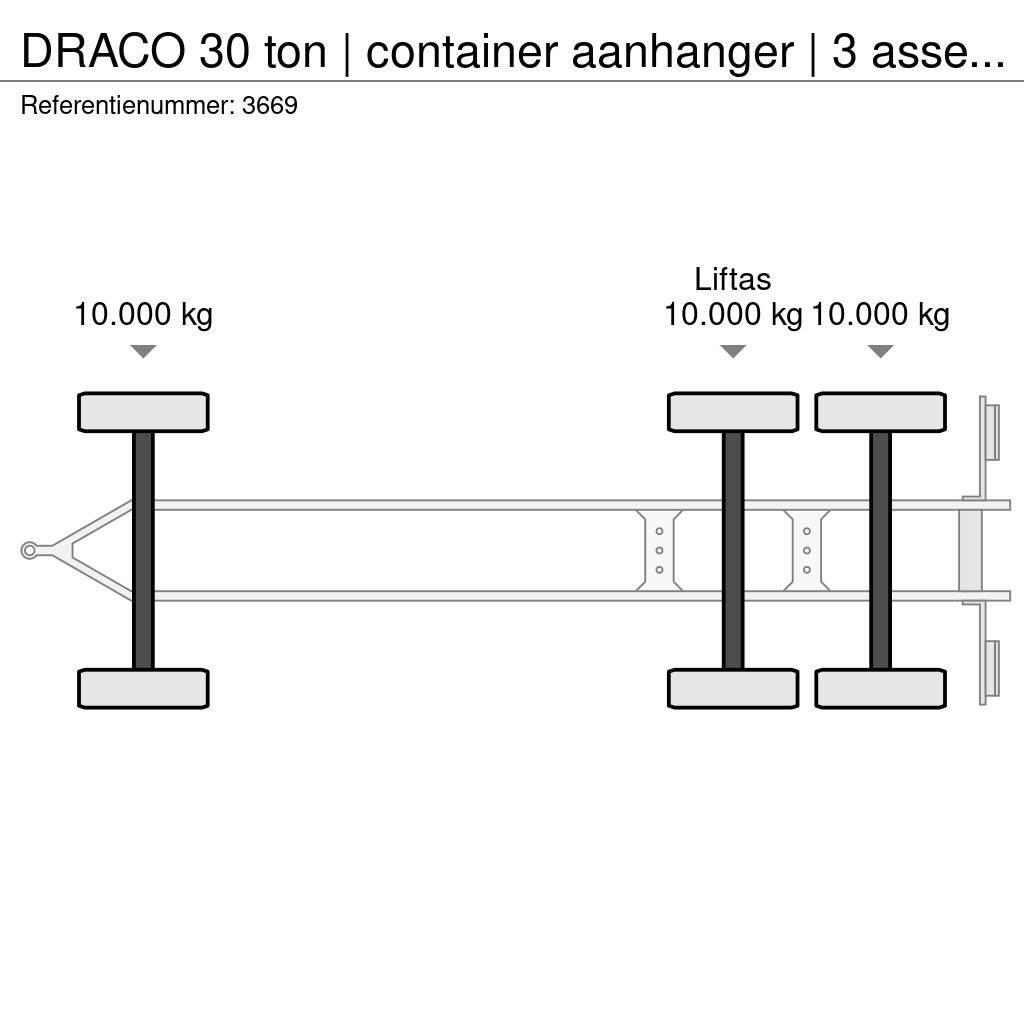 Draco 30 ton | container aanhanger | 3 asser overzetter Remorque porte container
