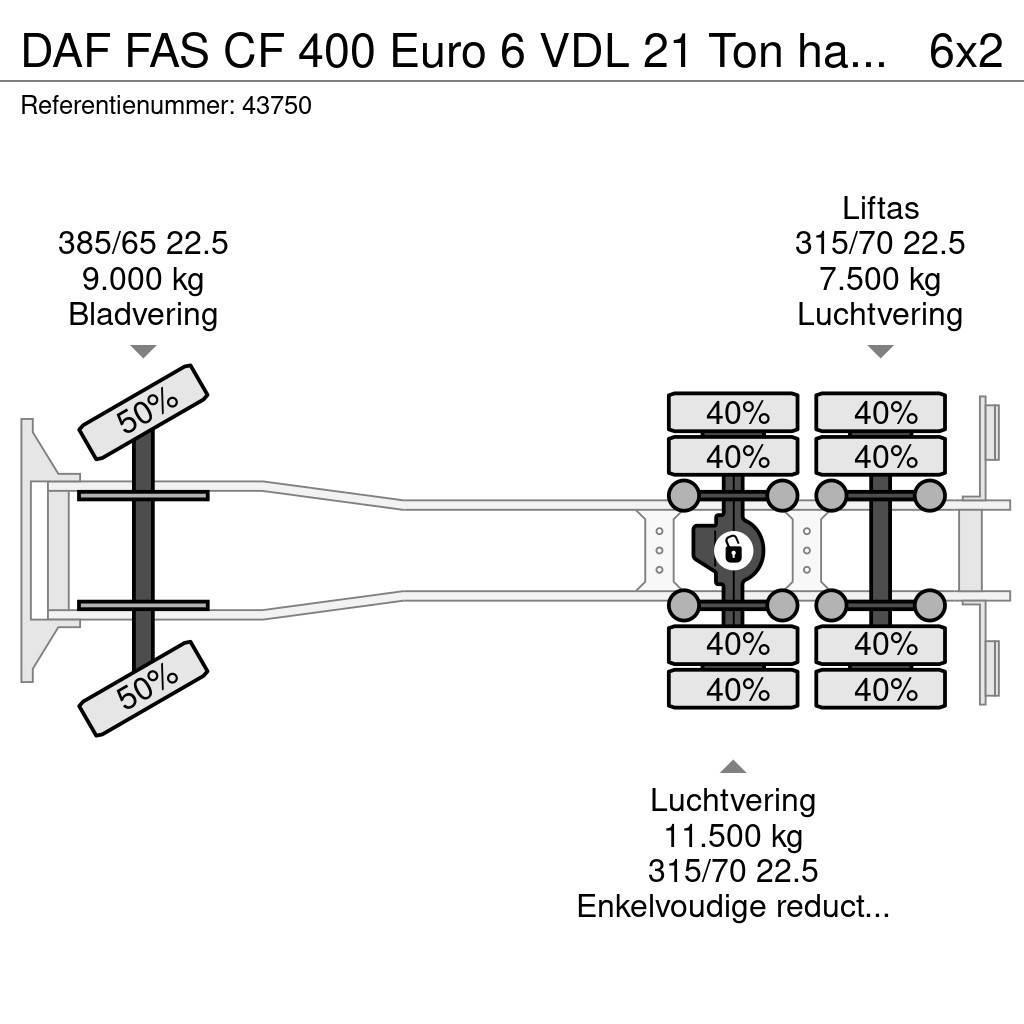 DAF FAS CF 400 Euro 6 VDL 21 Ton haakarmsysteem Camion ampliroll