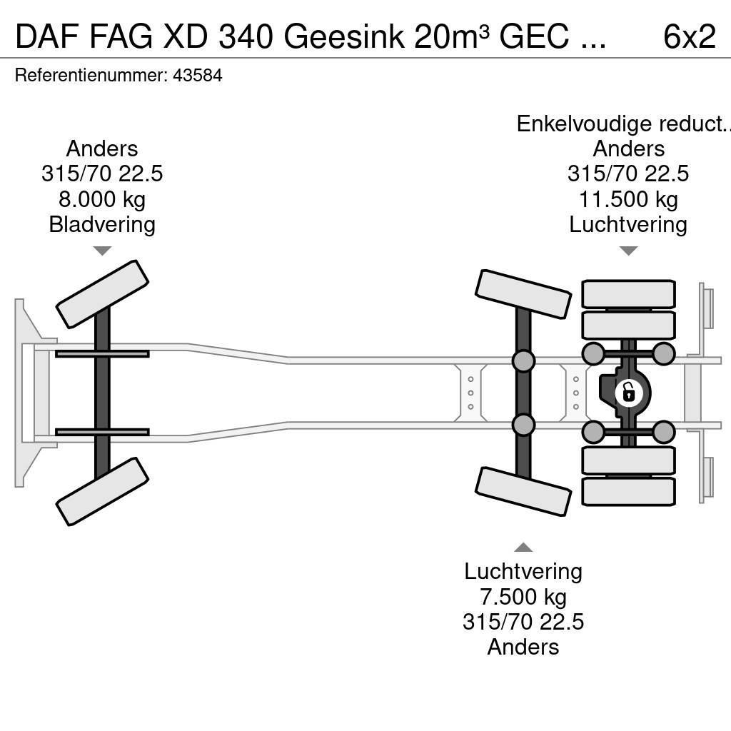 DAF FAG XD 340 Geesink 20m³ GEC Welvaarts weegsysteem Camion poubelle
