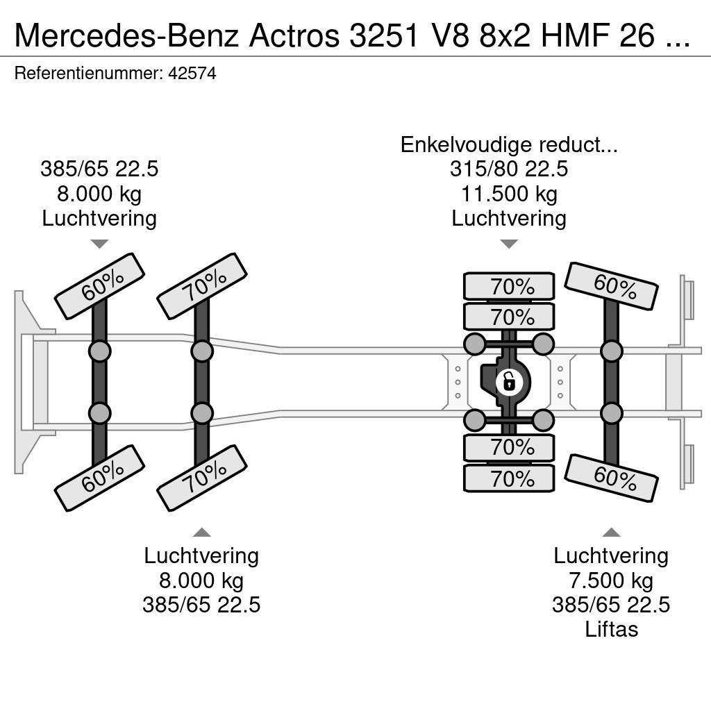 Mercedes-Benz Actros 3251 V8 8x2 HMF 26 Tonmeter laadkraan bouwj Camion ampliroll