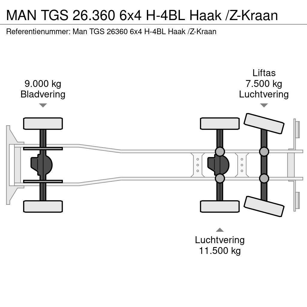 MAN TGS 26.360 6x4 H-4BL Haak /Z-Kraan Camion ampliroll