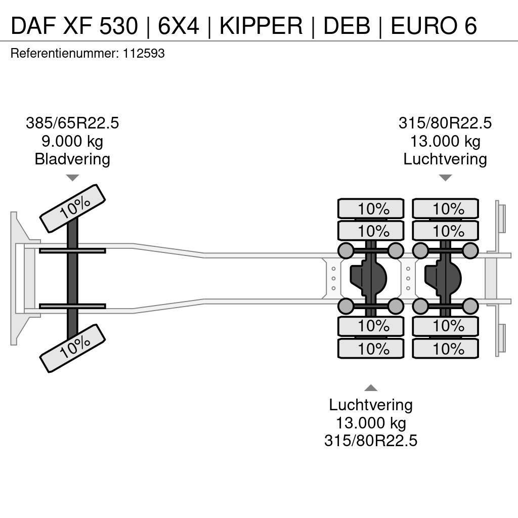 DAF XF 530 | 6X4 | KIPPER | DEB | EURO 6 Camion benne