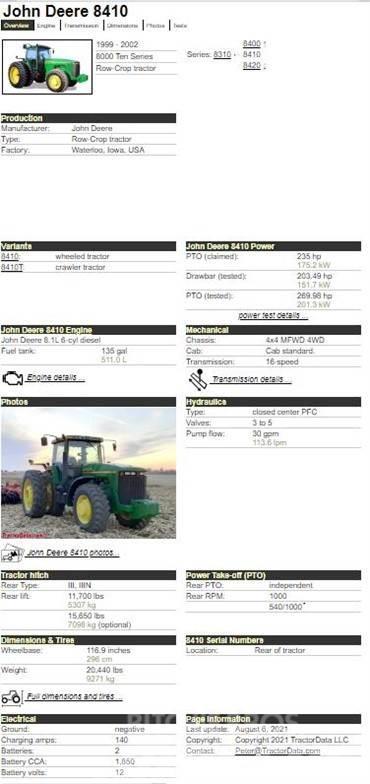 John Deere 8410 Tracteur