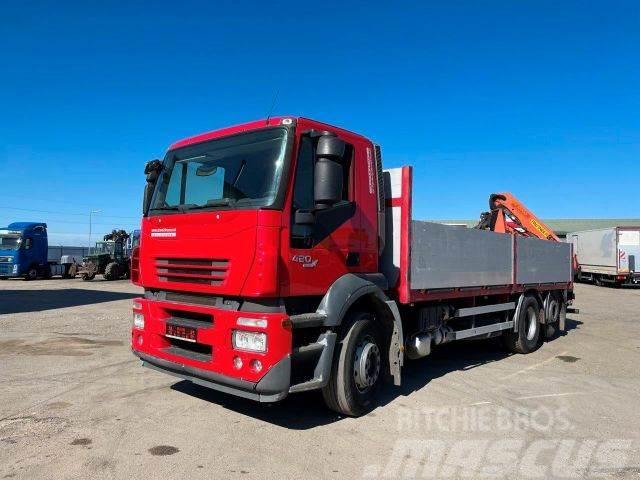 Iveco STRALIS 260S42 6x2 manual EURO4, with crane,610 Camion plateau ridelle avec grue