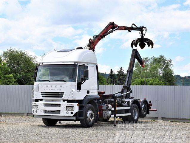 Iveco STRALIS 400 Abrollkipper + KRAN * TOPZUSTAND Camion ampliroll