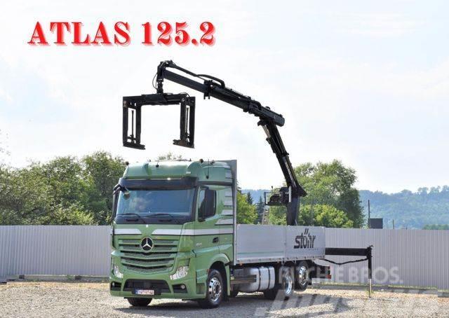 Mercedes-Benz Actros 2545 Pritsche 6,60m + ATLAS 125.2 Camion plateau ridelle avec grue