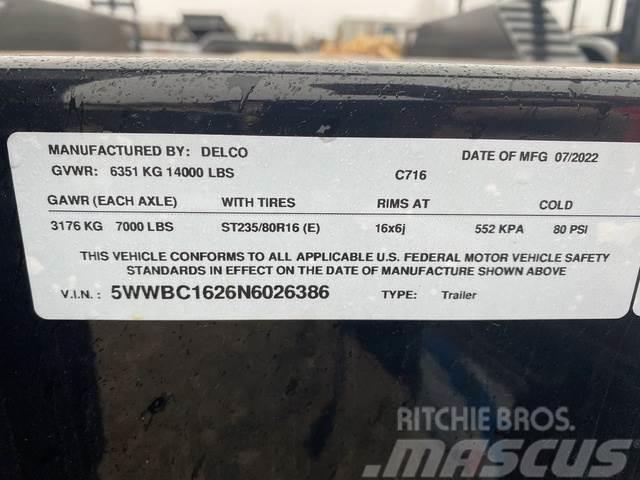  Delco 102 x 16' 14,000 # GVWR Equipment Hauler Autre remorque