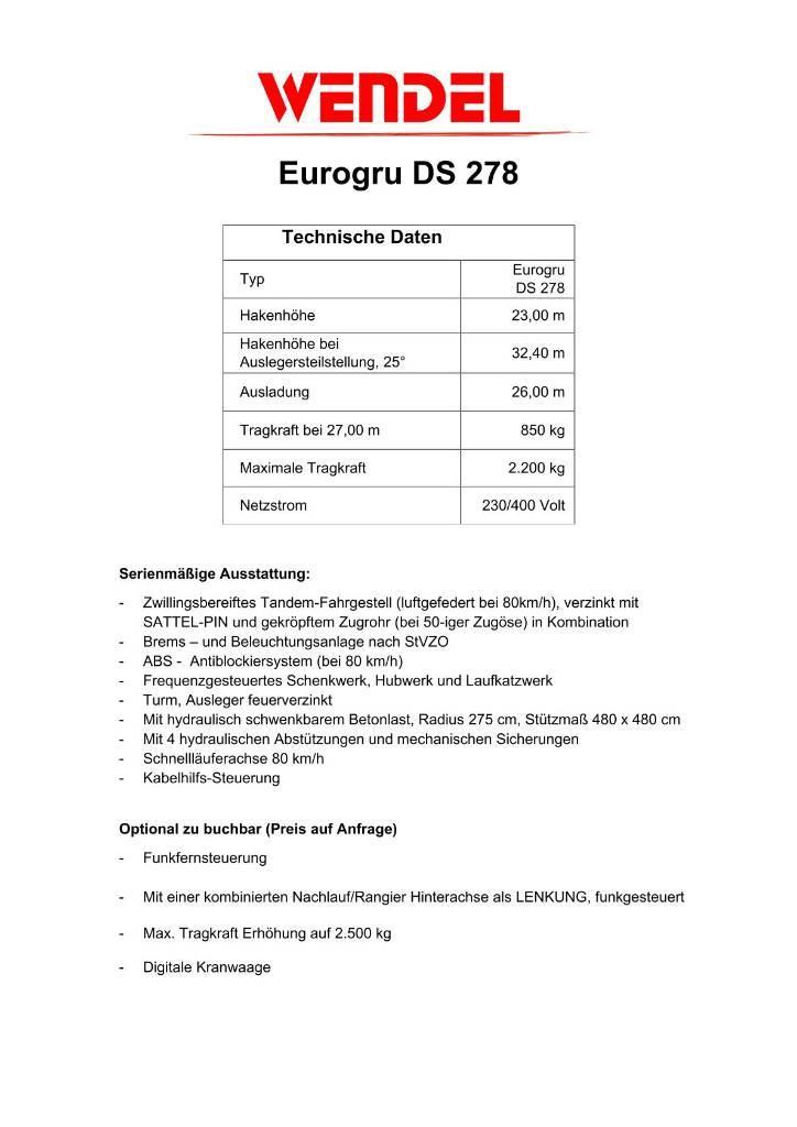 Eurogru DS 278 - Schnellbaukran Grue à montage rapide
