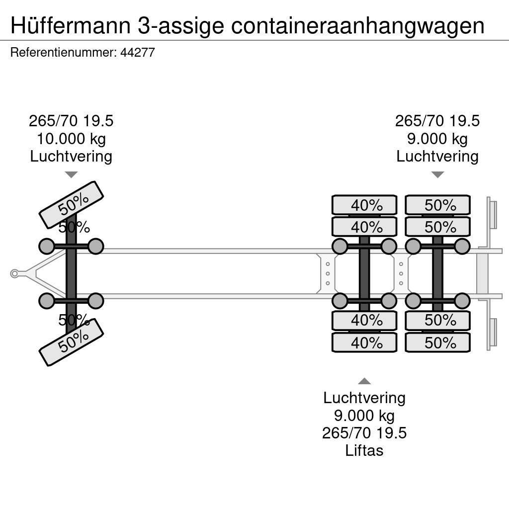 Hüffermann 3-assige containeraanhangwagen Remorque porte container